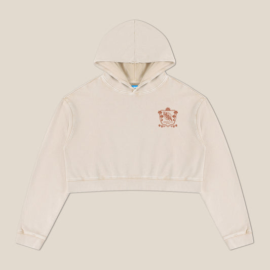 The Crest Cropped Hoodie – White Sand